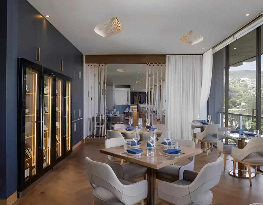 Upscale tables and modern decor highlight this space among la jolla restaurants with ocean view.